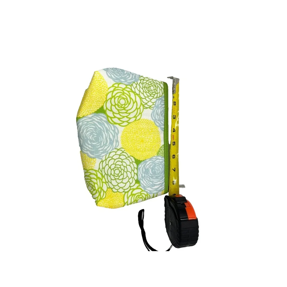 Clinique‎ Floral Cosmetic Makeup Travel Bag Yellow Blue Green 7x10x1 - Set of 15